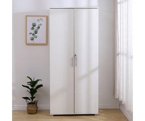 Moderna Tall White Wooden Filing Cabinet, 4 Shelves, Lockable 2 Door Office Unit Moderna White