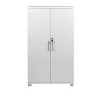 Moderna White Filing Cabinet, 2 Shelves, Lockable 2 Door, Tall Office Cupboard Moderna White