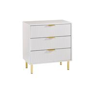 Moderna White Gloss Chest of Drawers, Gold Handles & Legs, 3 Drawer Moderna White