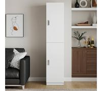 Moderna White Slim 2 Door Storage Cabinet with 5 Adjustable Shelves 175cm Moderna White