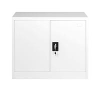 Moderna White Steel Filing Cabinet, 1 Shelf, Lockable 2 Door, 80cm Office Storage Moderna White