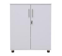 Moderna White Wooden Filing Cabinet, 2 Shelves, Lockable 2 Door, Short Office Cupboard Moderna White