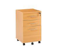 Moderna Wooden Pedestal Filing Cabinet Lockable 3 Drawers Beech in Brown Moderna Brown
