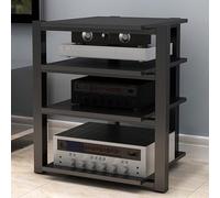 ModernAudio Rack - Steel Media Stand for 2/3/4 Layer Stereo Components Shockproof Amplifier Cabinet Home Theater Speaker Storage for DVD Record Player TV Box WiFi Router.
