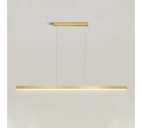 Modernd Linear Light for Kitchen Island, Ultra-Thin Aluminum Hanging Lamp with White Acrylic Shade, Led Dining Room Chandelier, Warm Light Drop Ceiling Fixture/Threecolor Light