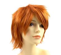 ModernFairy Anime Wig for Halloween Dark Orange Cosplay Party Short Hair Synthetic Layers with Bangs Pastel Wig for Women Girls Men Kids