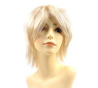 Modernfairy Anime Wig for Halloween Platinum Blonde Cosplay Short Layers Synthetic Wig with Bangs for Women Men and Kids