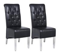 Modernique A Pair (x2) Leather Aire High Back Dining Chairs with Chrome Legs in Black Modernique Black