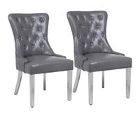 Modernique Set Of 2 Elena Leather Aire Dining Chairs With Chrome Frame In Cream
