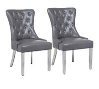 Modernique Set Of 2 Elena Leather Aire Dining Chairs With Chrome Frame In Cream
