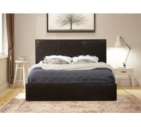 Ottoman Double Storage Bed Faux Leather with Gas Lift Up Base Modernique Black Small Double