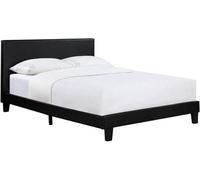 Modernique Black 4Ft, Small Double Bed In Faux Leather, Slatted Wooden Base