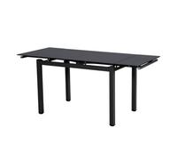 Modernique Black Tempered Glass Extending Dining Table Extends 110 To 170 Cm