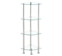Modernique Corner Tempered Glass Tier Shelf Storage Unit With Chrome Stand In Clear Clear One Size