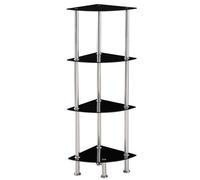 Modernique Corner Tempered Glass Tier Shelf Storage Unit With Chrome Stand In Black Black One Size