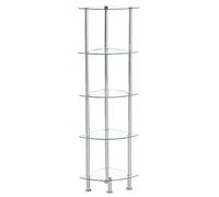 Modernique Corner Tempered Glass Tier Shelf Storage Unit With Chrome Stand