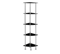 Modernique Corner Tempered Glass Tier Shelf Storage Unit With Chrome Stand