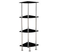 Modernique Corner Tempered Glass Tier Shelf Storage Unit With Chrome Stand In Black Black One Size