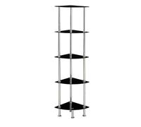 Modernique Corner Tempered Glass Tier Shelf Storage Unit With Chrome Stand In Black Black One Size