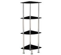 Modernique Corner Tempered Glass Tier Shelf Storage Unit With Chrome Stand In Black Black One Size