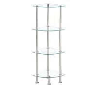 Modernique Corner Tempered Glass Tier Shelf Storage Unit With Chrome Stand In Clear Clear One Size