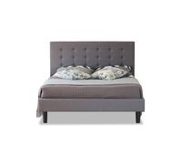 Fabric Bed with High Headboard, Slatted Wooden Sprung Bed Base Modernique Grey King