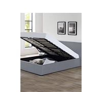 Faux Leather Ottoman Storage Bed, End Gas Lift Up Beds Modernique Grey Small Double