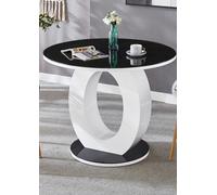 Modernique Giulia Round Black Tempered Glass Top Dining Table With White Gloss Finish