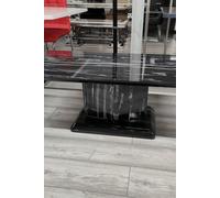 Modernique Gloss Finish Mdf Marble Effect Coffee Table With Pedestal Stand In Black Black One Size