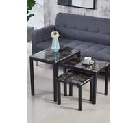 Gloss Finish MDF Marble Effect Top Nest of 3 Table Sets Modernique Grey One Size