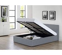 Faux Leather Ottoman Storage Bed, End Gas Lift Up Beds Modernique Grey Double
