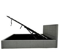 Grey Fabric Ottoman Storage Bed with Underneath Massive Store Space, Wooden Sprung Slatted Gas Liftup Solid Bedbase Modernique Grey King