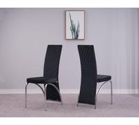 Modernique Irine Black Velvet Dining Chairs Set Of 4, High Back Chairs With Chrome Frame In Black