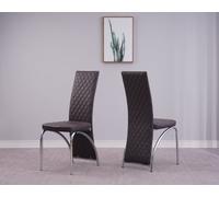 Modernique Irine Faux Leather Upholstored Dining Set Of 4 Chairs With Chrome Frame And Kitchen Floor Protection - Brown