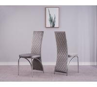 Modernique Irine Grey Velvet Dining Chairs Set Of 4, High Back Chairs With Chrome Frame In Grey