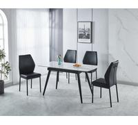 Sintere Stone Top Extending Table & 4 Faux Leather Chairs Dining Set Modernique White One Size