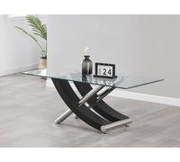 Modernique Nuovo Coffee Table, Tempered Clear Glass Top With Cross Leg In Black