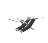 Modernique Nuovo Coffee Table, Tempered Clear Glass Top With Cross Leg In Grey Grey One Size