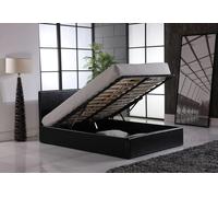 Ottoman Double Storage Bed Faux Leather with Gas Lift Up Base Modernique Black Single