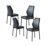 Modernique Set of 4 Dining Chairs in Faux Leather & Metal Frame in Black Modernique Black