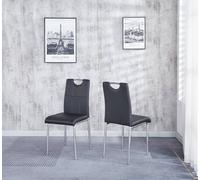 Modernique Set Of 4 Dining Chairs In Faux Leather Chrome Frame Solid Build In Black Black One Size