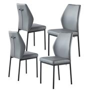 Modernique Set Of 4 Dining Chairs In Faux Leather & Metal Frame In Grey Grey One Size