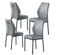 Modernique Set of 4 Dining Chairs in Faux Leather & Metal Frame in Grey Modernique Grey