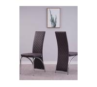 Modernique Set Of 4 High Back Faux Leather Dining Chairs With Chrome Frame In Brown Brown One Size