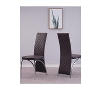 Modernique Irine Faux Leather Upholstored Dining Set Of 4 Chairs With Chrome Frame And Kitchen Floor Protection - Brown