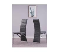 Modernique Set of 4 High Back Faux Leather Dining Chairs with Chrome Frame in Grey