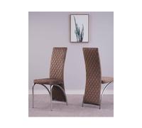 Modernique Set Of 4 High Back Velvet Dining Chairs With Chrome Frame In Brown Brown One Size