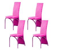 Modernique Set Of 4 High Back Velvet Dining Chairs With Chrome Frame In Pink Pink One Size
