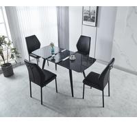 Sintere Stone Top Extending Table & 4 Faux Leather Chairs Dining Set Modernique Black One Size