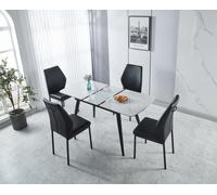Sintere Stone Top Extending Table & 4 Faux Leather Chairs Dining Set Modernique White One Size